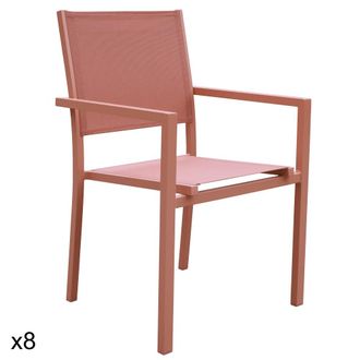 Happy Garden Lote de 8 sillas de aluminio y terracota textilene