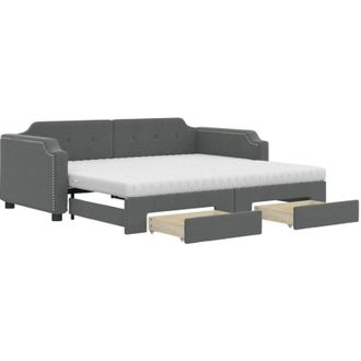vidaXL Vidaxl - Sof&aacute; Cama Nido Con Cajones Tela Gris Oscuro 80x200 Cm
