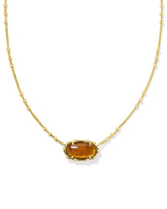 Kendra Scott Womens Elisa Bamboo Frame Short Pendant Necklace In Gold Marbled Amber Illusion