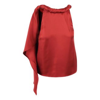 Loulou Studio Sleeveless Tops, female, Red, Size: S Wilma top with braided neckline