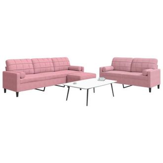 vidaXL Vidaxl - Juego De Sof&aacute;s Con Cojines 3 Piezas Terciopelo Rosa