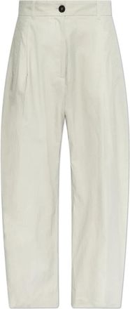 STUDIO NICHOLSON Minos Broeken - Dames - Wijde Broeken - Beige - XS - Linnen - Broeken