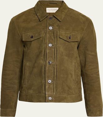 Officine G&eacute;n&eacute;rale Mens Liam Suede Trucker Jacket