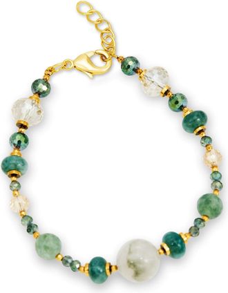 Savvy Cie Jewels JADE-GREEN QUARTZ GEMSTONE BRACELET