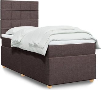 vidaXL Vidaxl - Cama Box Spring Con Colch&oacute;n Tela Marr&oacute;n Oscuro 80x200 Cm