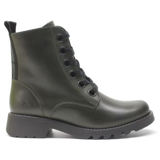 FLY London RAGI539FLY Leather Womens Lace Up Boots - Diesel Black - Size:UK 4