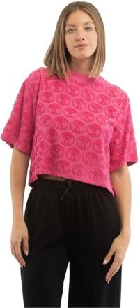 Moschino Cotton Crewneck Graphic T-Shirt - Dames - T-shirts - Roze - XS - Katoen - Tops