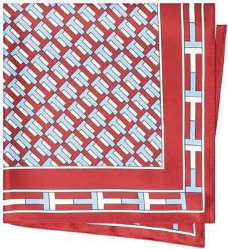 Tory Burch Logo Print Silk Neckerchief in Red /Blue at Nordstrom