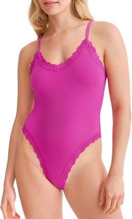 Fleur't Lace Trim Bodysuit in Passion Fruit at Nordstrom, Size X-Small