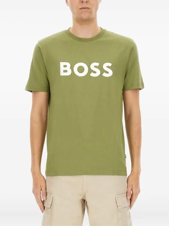 BOSS logo-print cotton T-shirt - men - Cotton - L - Green