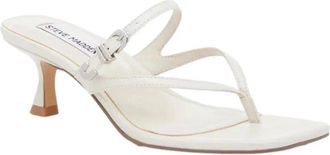 Steve Madden Womens Steve Madden Samann Sandal Bone Square Toe Kitten Heel Slip-On GAL1879