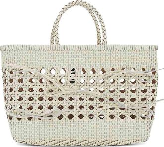 Osoi Biscuit Tote Bag With White Leather