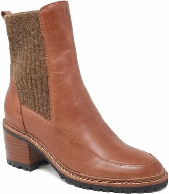 Django & Juliette Womens Barret Heeled Ankle Boots In Chestnut Leather