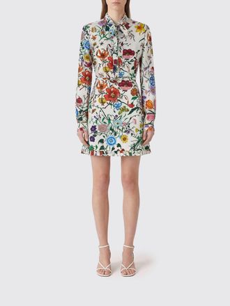 Gucci Abito chemisier di seta floreale Gucci