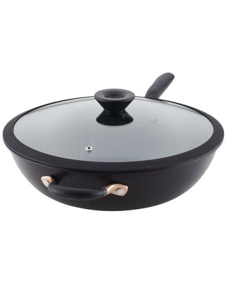 Meyer Accent Series Hard Anodized Nonstick Induction Stir Fry Pan With Helper Handle And Glass Lid