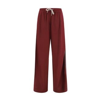 Brunello Cucinelli Bordeaux Cotton Athletic Womens Pants