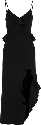 DAVID KOMA Black Crossbody & Open Leg Ruffle Detail dress