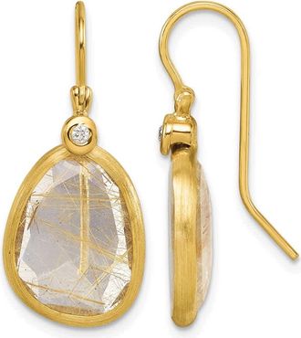 Diamond2Deal 14K Yellow Gold Fancy Round Diamond Shephard Drop Dangle Earrings
