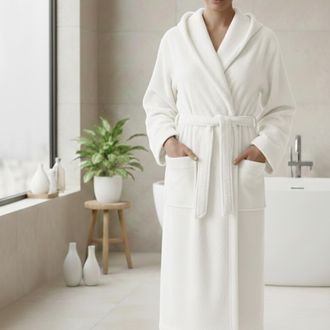 Dmora Albornoz Satina, 100% Algod&oacute;n Con Capucha, Talla Xxl, Blanco