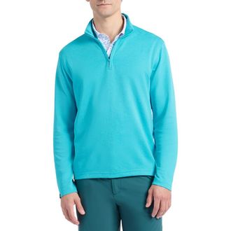 Robert Graham Troland Quarter Zip Pullover in Peacock Blue at Nordstrom, Size Xxx-Large