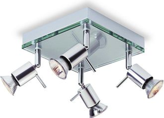 Netlighting Aqua 4 Light Square Flush Light Aluminium Clear Glass GU10