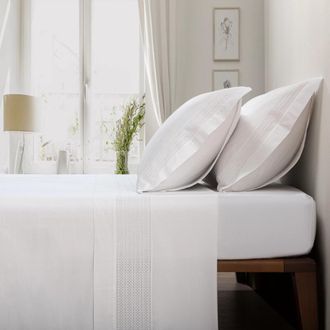 Casa da Laura S&aacute;banas 100% algod&oacute;n 200 hilos bordado blanco cama 135/140 1 almohad