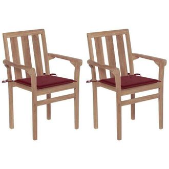 vidaXL Red Red Garden Sillas 2 Pcs Massy Teak - 199662