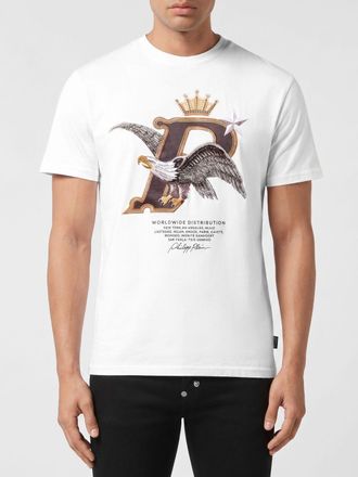 Philipp Plein T-shirt in cotone con logo e strass
