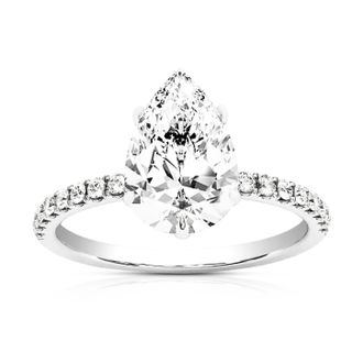 Vir Jewels 2 cttw Pear Lab Grown Diamond Engagement Solitaire Ring in 14K White Gold For Women