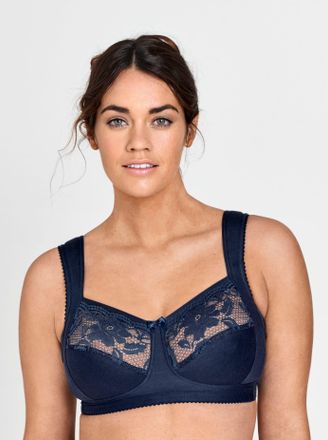 Miss Mary Of Sweden Entlastungs-BH MISS MARY, Damen, Gr. 11,5, Cup F, blau (marine), 64% Baumwolle, 17% Polyamid, 13% Elasthan, 6% Polyester, BHs Entlastungs-BH
