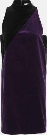 Versace Collection Purple/black Velvet Halter Neck Midi Dress
