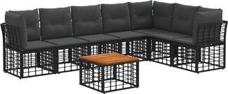 vidaXL Conjunto De Sof&aacute;s De Exterior 8 Uds. Negro Y Gris Oscuro Vidaxl