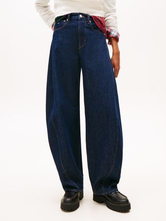 Tommy Jeans Tapered-fit-Jeans TOMMY JEANS ELLA MID BARREL DI4156, Damen, Gr. 25, L&auml;nge 28, denim schwarz, Denim/Jeans, Obermaterial: 99% Baumwolle, 1% Elasthan, u