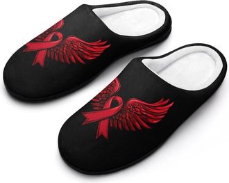 Generic Angels-Wings Breast Cancer Awareness Mens Slippers Comfortable And Non-slip Cotton Slipper Shoe for House