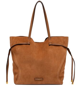 Gianni Chiarini Violette Rich Brown Suede Stitched Tote