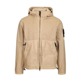 Stone Island Light Jackets, male, Beige, Size: 2XL Hooded jacket