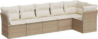 vidaXL Juego De Sof&aacute;s Jard&iacute;n Con Cojines 6 Pzas Rat&aacute;n Sint&eacute;tico Beige Vidaxl