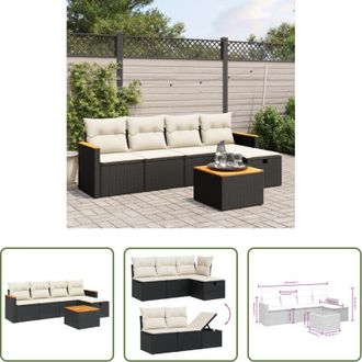 vidaXL vidaXL Set di mobili da esterno - Set Divano da Giardino 6 pz con Cuscini Nero in Polyrattan