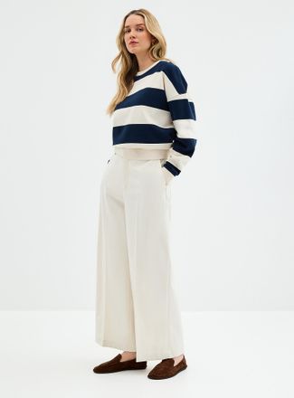 Contemporaine Womens Stretch structured twill pant Fit: Wide leg, super high rise