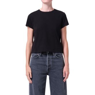 A Gold E Adine Shrunken Supima Cotton T-Shirt in Black at Nordstrom, Size Medium
