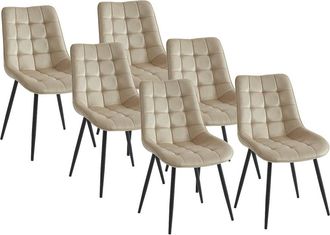 VENTE-UNIQUE.COM Set de 6 sillas terciopelo beige