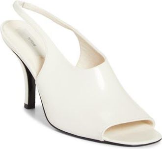 Toteme Contoured Peep Toe Slingback Sandal in White at Nordstrom, Size 10Us
