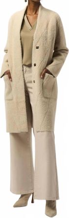 Joseph Ribkoff Feather Yarn Sweater Knit Coat In Almond