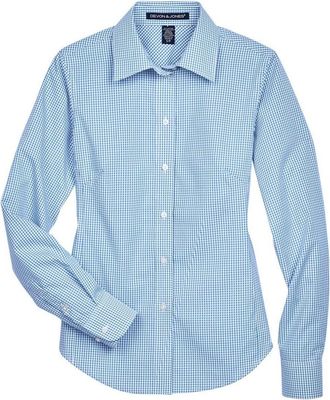 Devon & Jones Womens Crown Collection Gingham Check Woven Dress Shirt