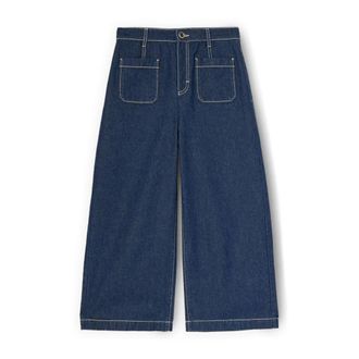 Motivi Cropped wide leg jeans met contraststiksels - Dames - Cropped Jeans - Blauw - M - Katoen - Jeans