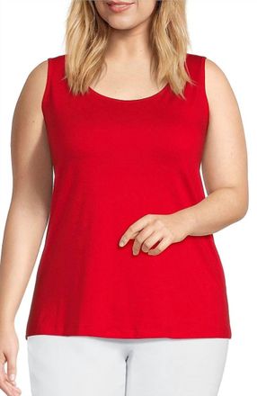 Multiples Double Scoop Neck Tank In Red
