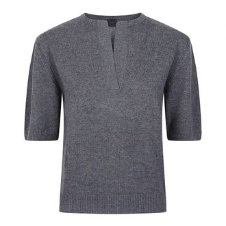 Pinko Varsavia V-hals Trui met Korte Mouwen - Dames - V-hals truien - Grijs - S - Truien & Vesten