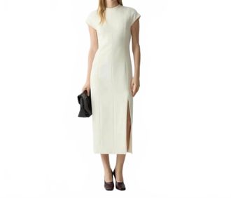 Theory Womens Short-Sleeve Midi Dress In Rice
