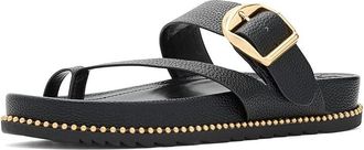 Vince Camuto Camilo Toe Loop Buckle Band Slide Sandals Womens Sandals Black : 6.5 M, Leather