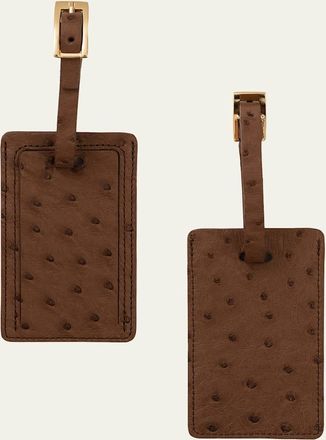 Abas Ostrich Leather Luggage Tag, Set of 2